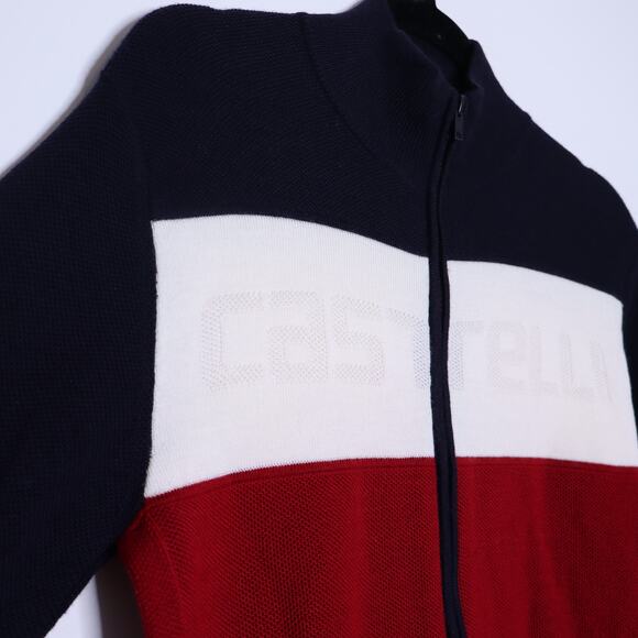 CASTELLI Armando Sweatshirt Savile Blue Red Off White Full Zip High Neck Men's M - Picture 7 of 15